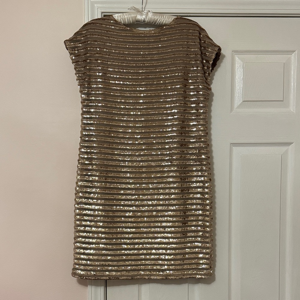 Trina Turk Gold Sequin Striped Dress